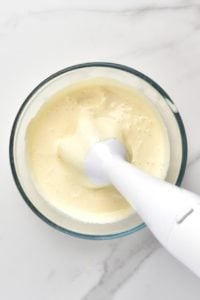 making mayonnaise with a handheld blender
