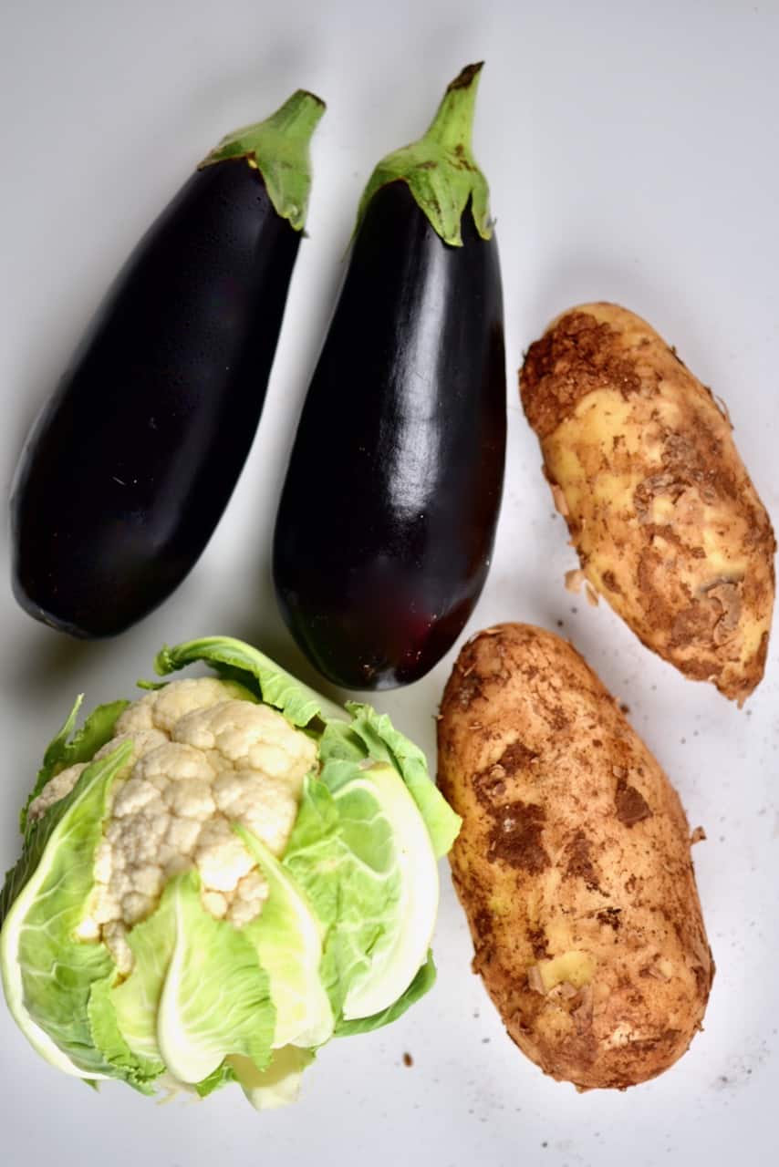 aubergine, potato and cauliflower