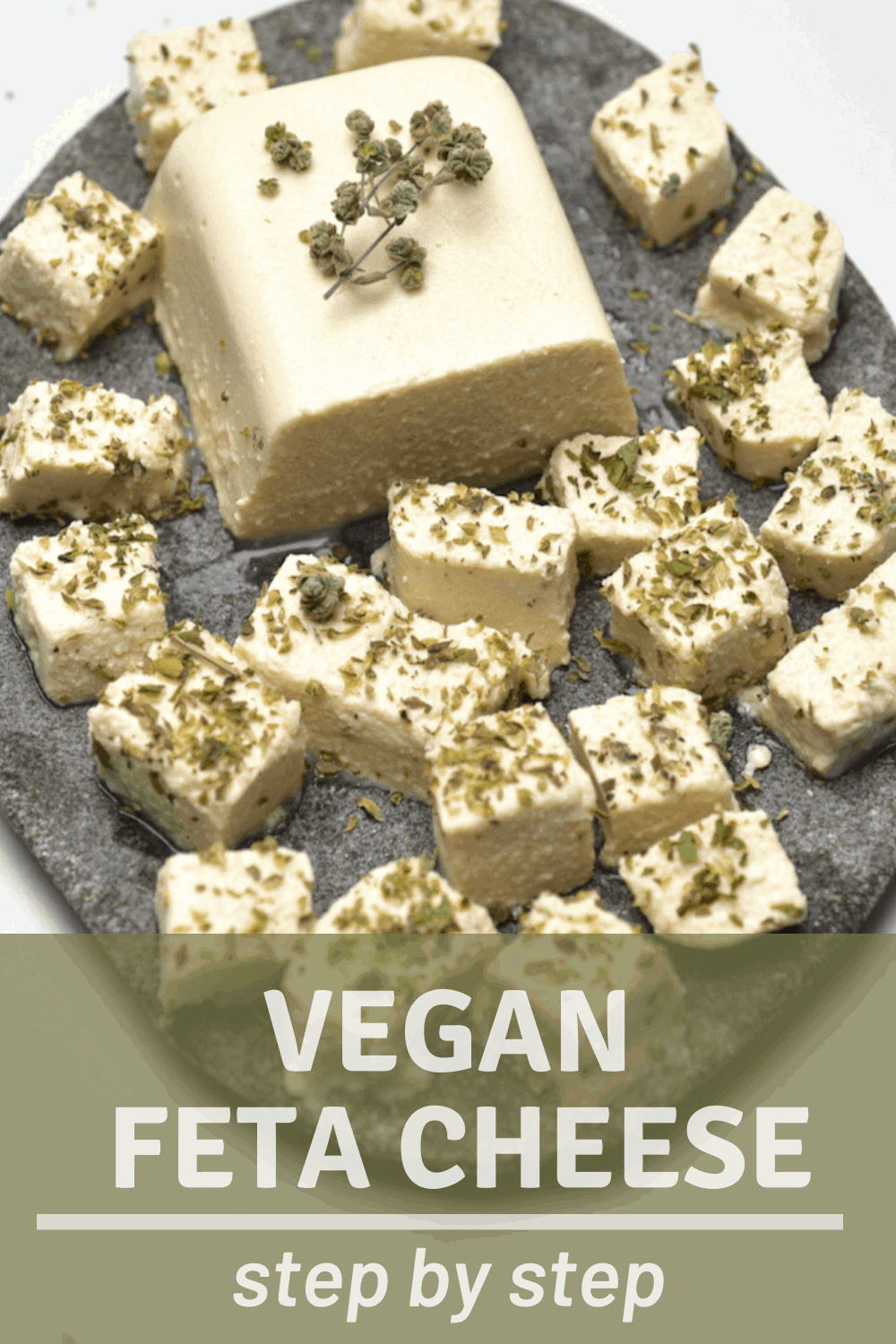 Simple Herby Vegan Feta Cheese - Alphafoodie
