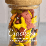 Autumn Leaf Crackers in a glass storage container
