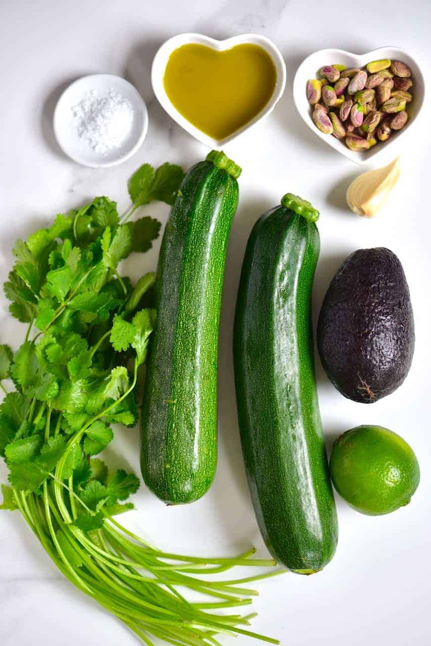 Ingredients for zoodles and pesto