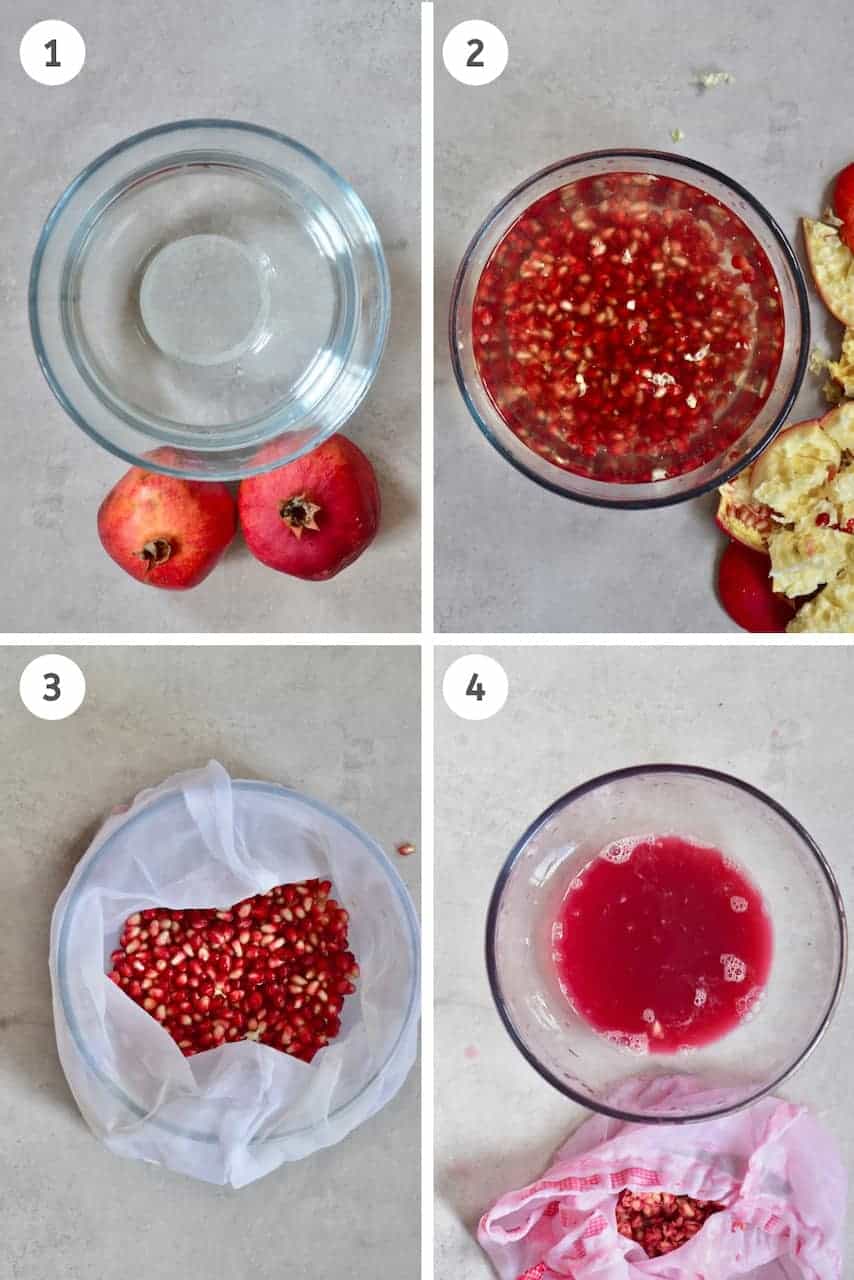 step by step for getting pomegranate juice