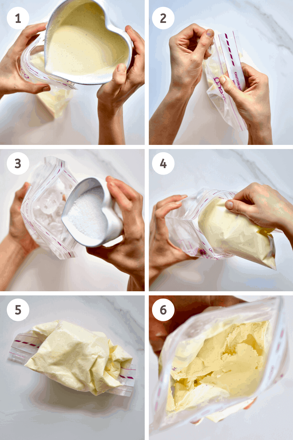 Steps for making soft serve ice-cream