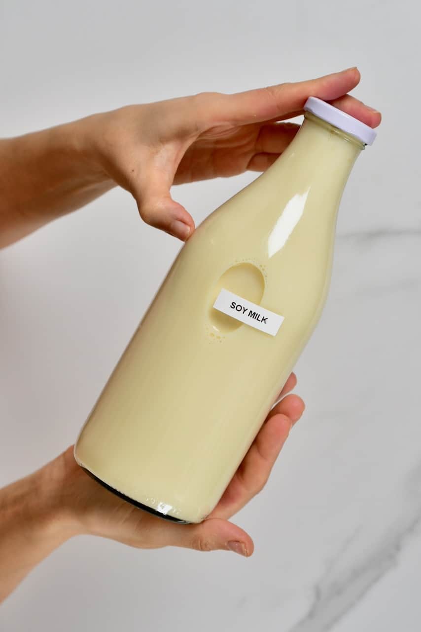 homemade soy milk recipe in a bottle