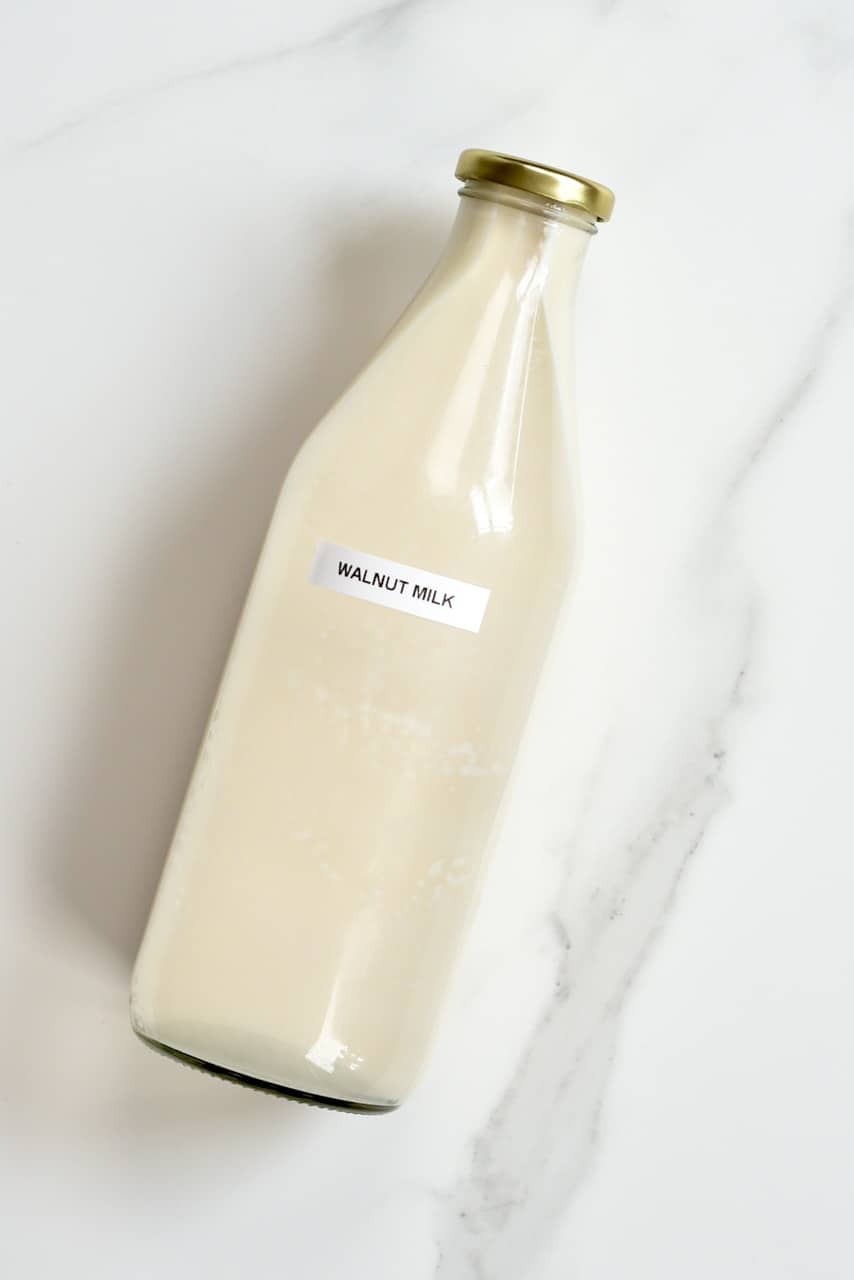 Walnut milk in a bottle