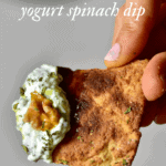 Spinach yogurt dip with oil and walnuts