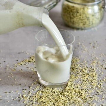 Hemp seeds milk square photo