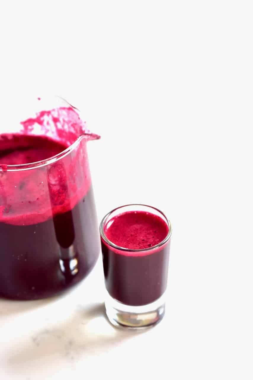 Beetroot shot in a glass