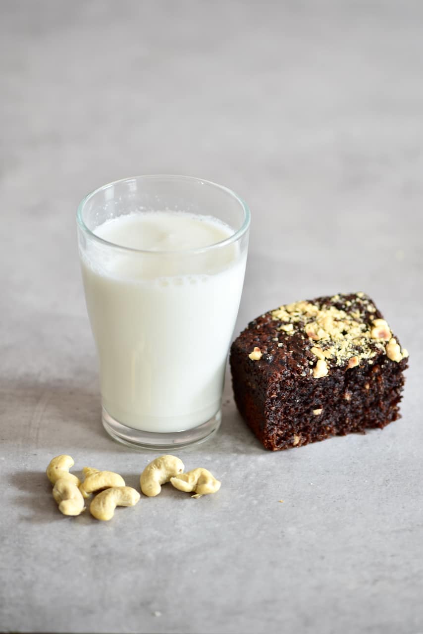 Cashew milk and a brownie