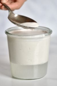 Coconut cream in a spoon