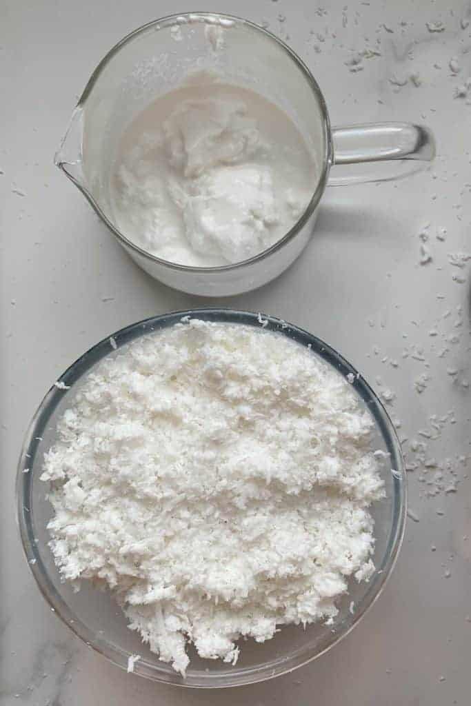 Coconut cream and shredded coconut
