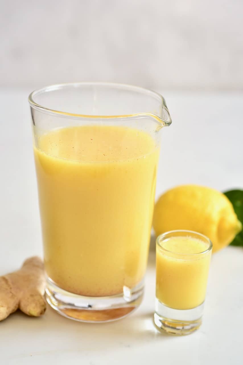Fresh ginger lemon juice and shots