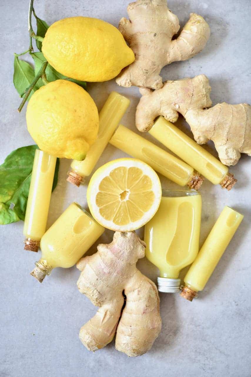 Fresh ginger lemon shots