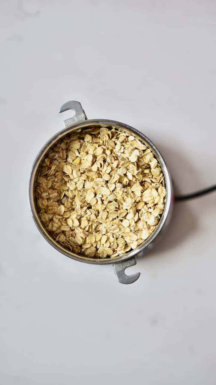 Oats in a grinder