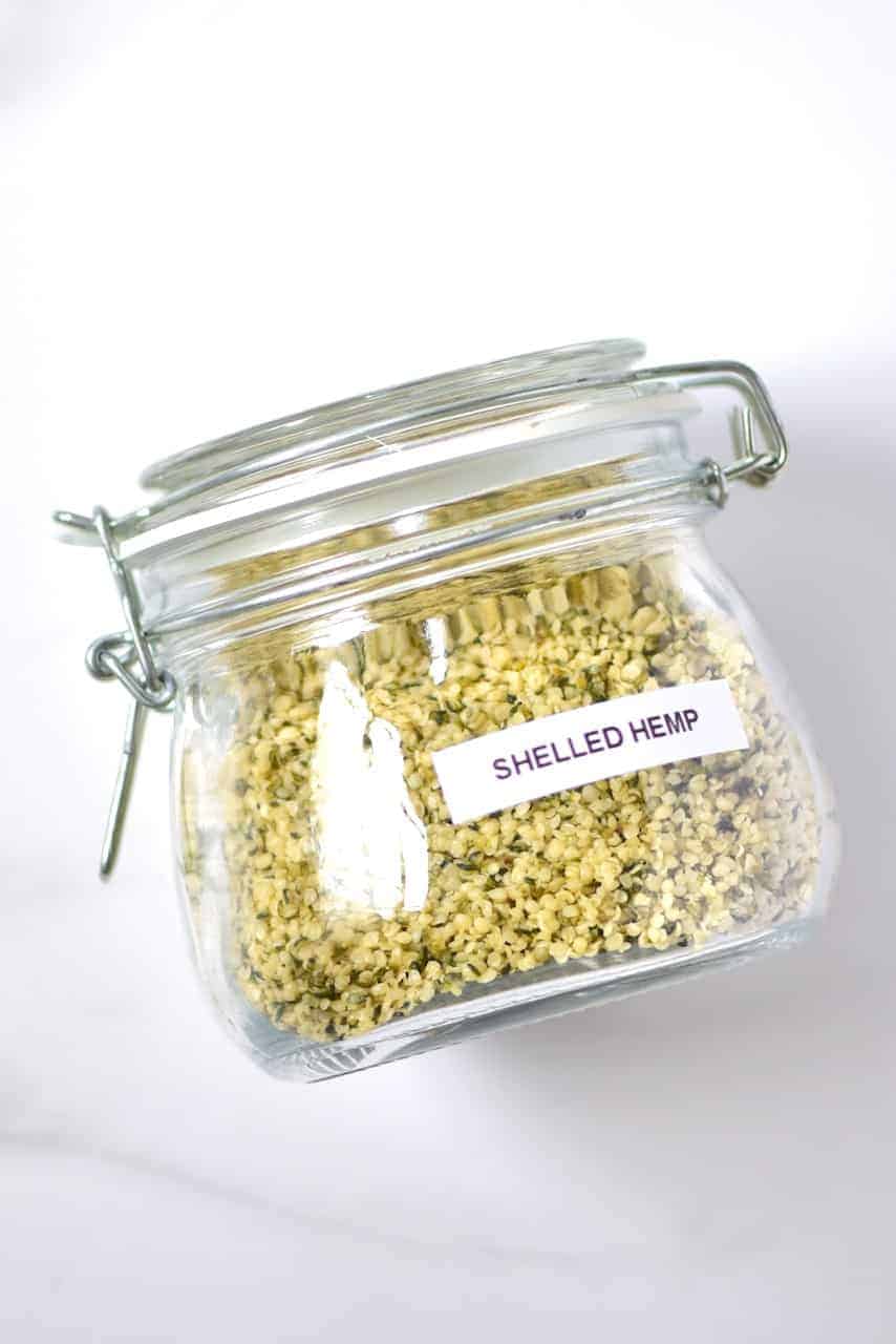 Hemp seeds in a jar
