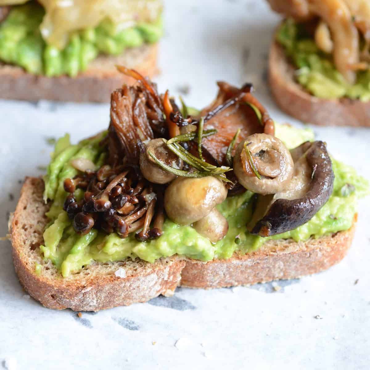 Mushrooms on toast with avocado