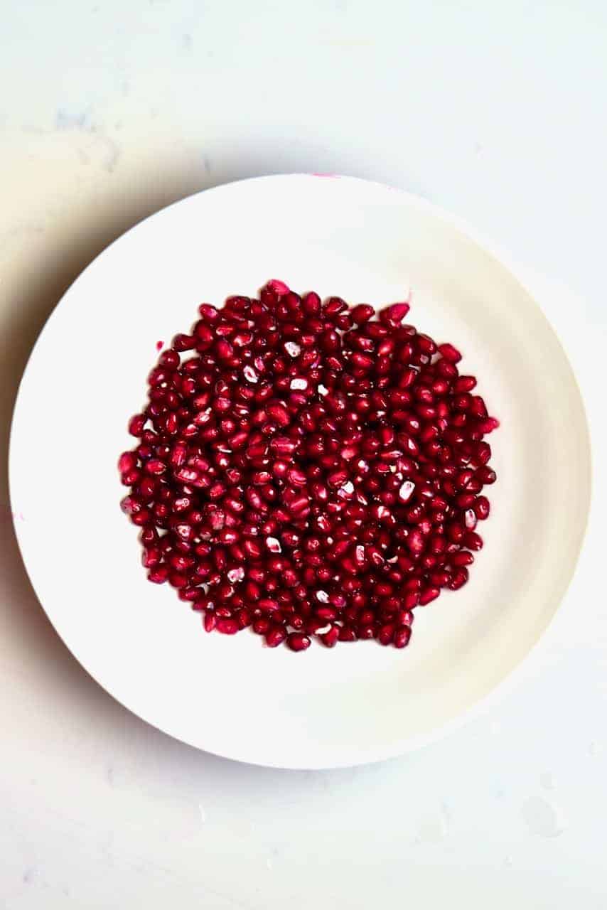 Pomegranate seeds in a plate