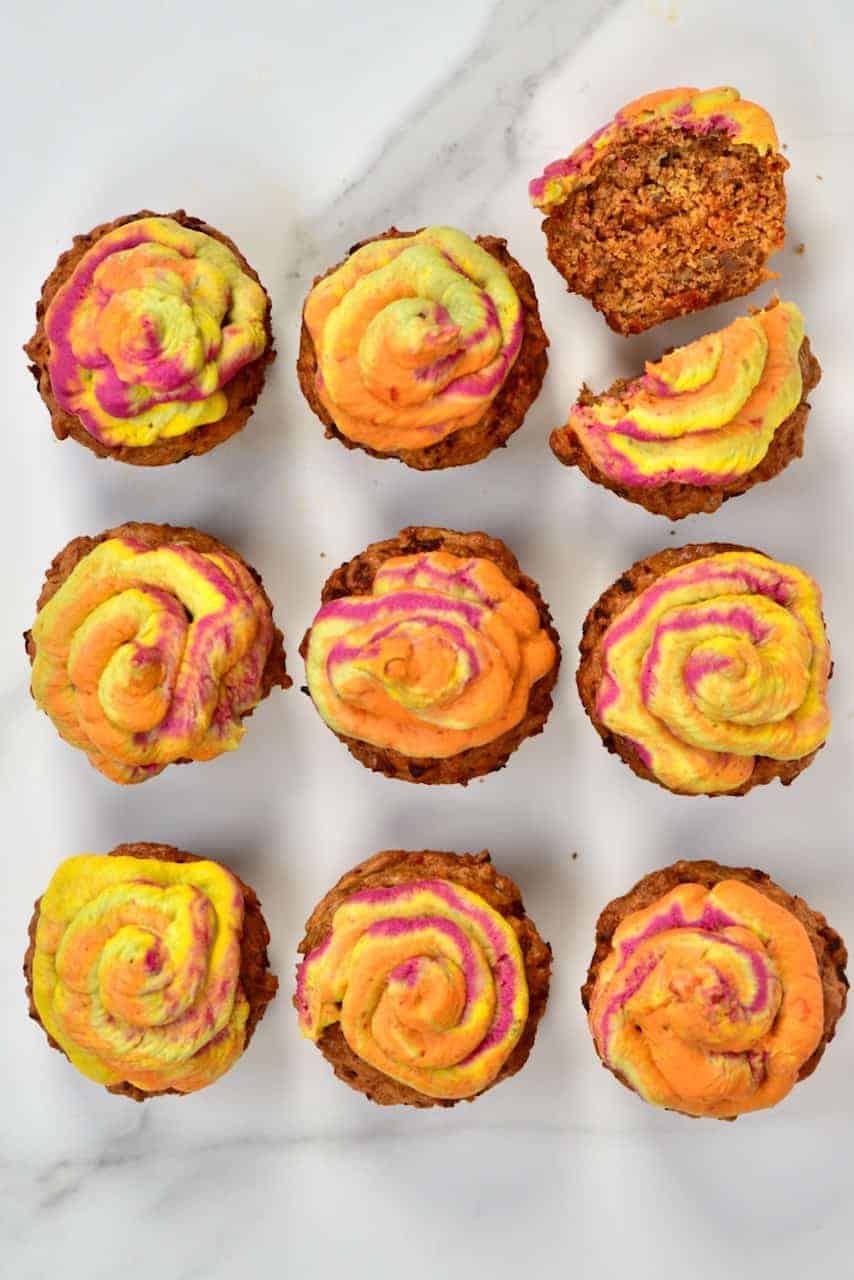 Savoury Cupcakes and rainbow hummus frosting