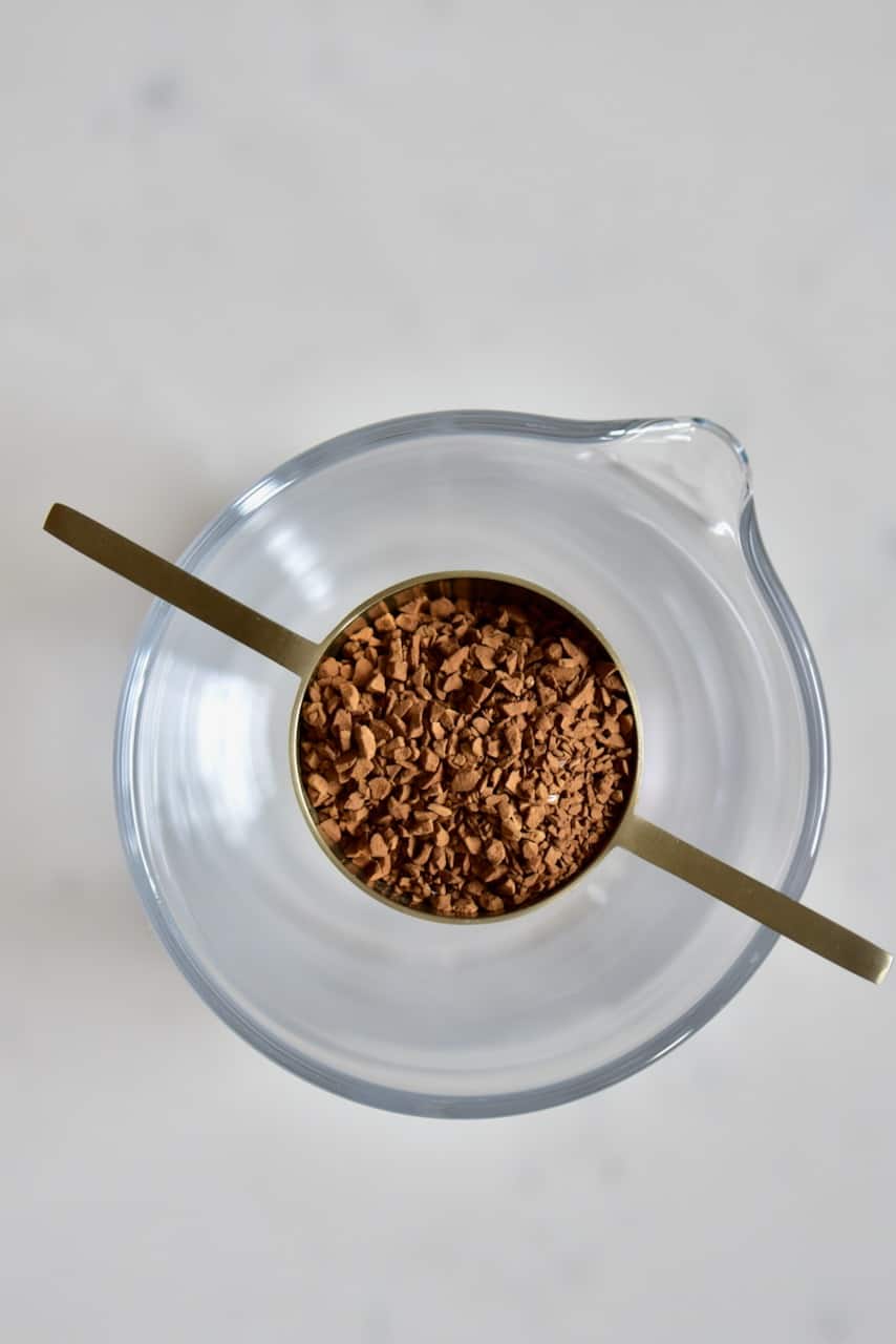 Instant coffee in a measuring spoon