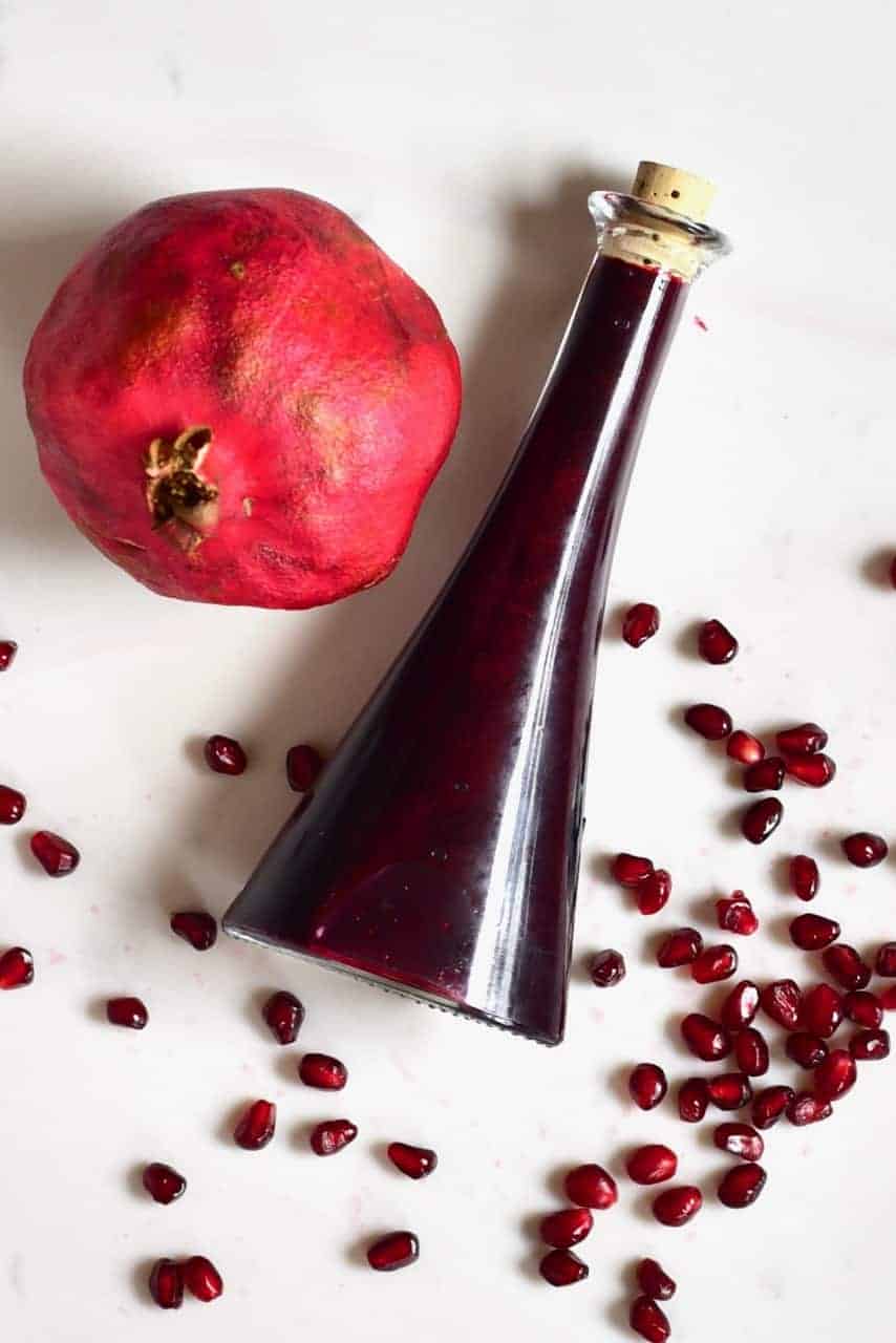 Sugar-free Pomegranate Molasses and a pomegranate