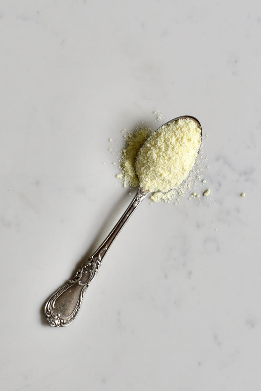 Powdered milk in a spoon
