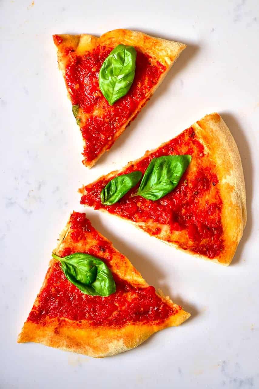Sliced Neapolitan pizza