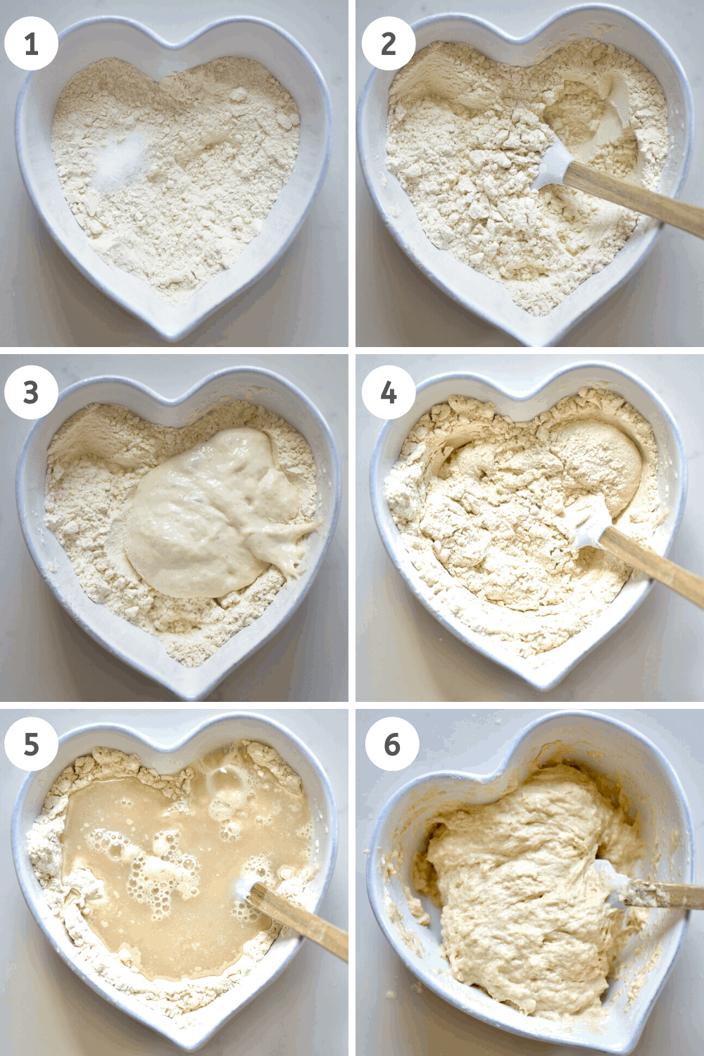 Mixing flour with yeast for pizza dough