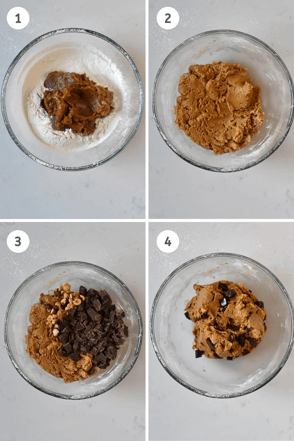 Vegan Cookie Steps mixing of flour