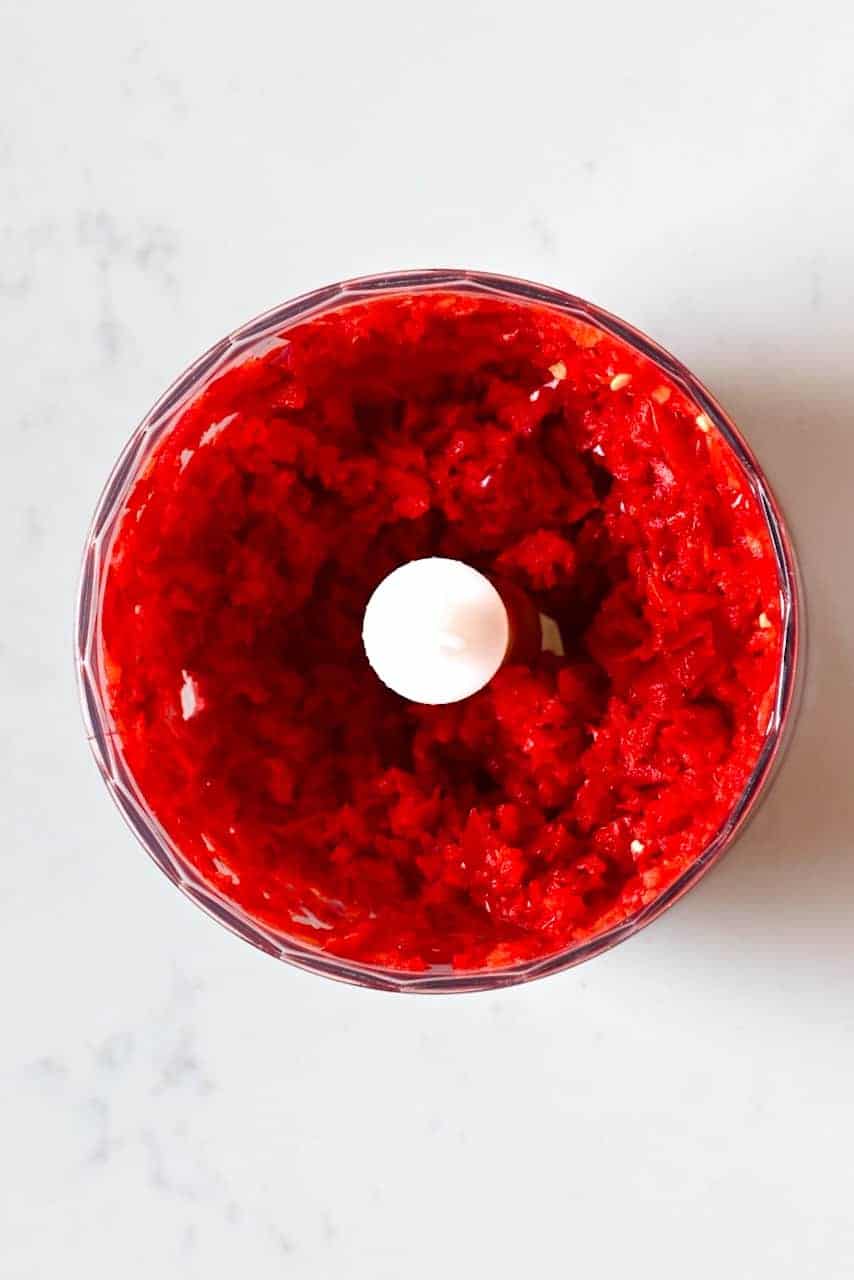 Blended red peppers