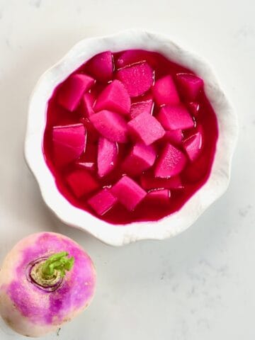 Square image of pickled turnips