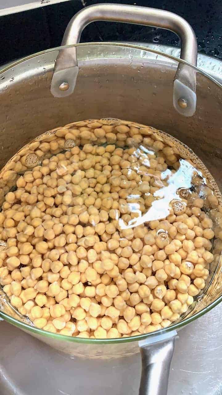Chickpeas soaking in water