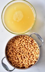 Cooked chickpeas and aquafaba