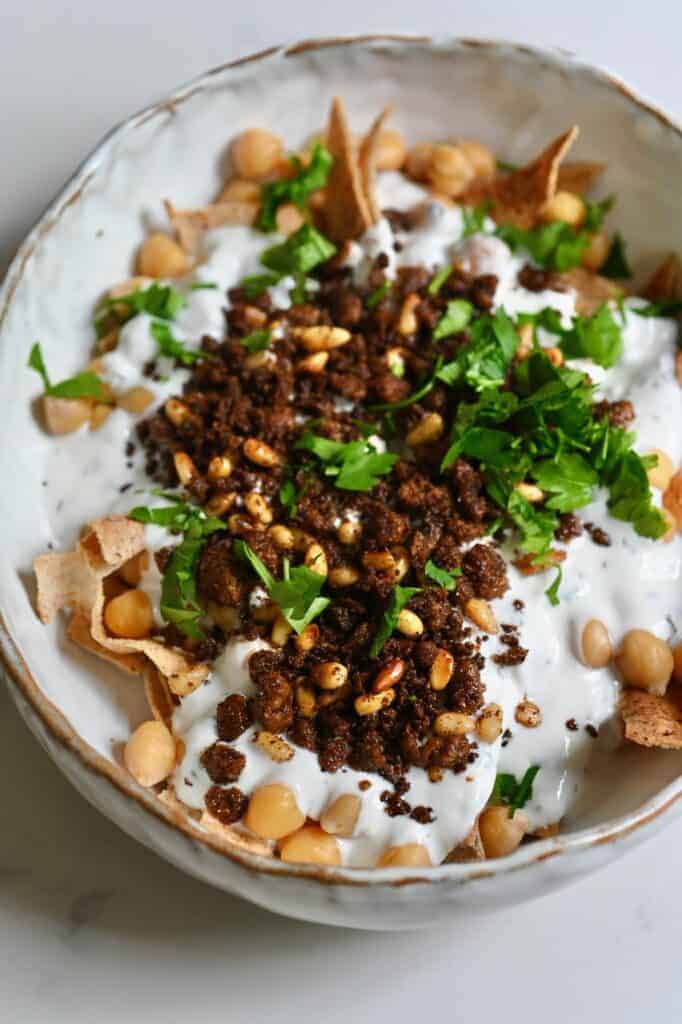 A bow of homemade fatteh