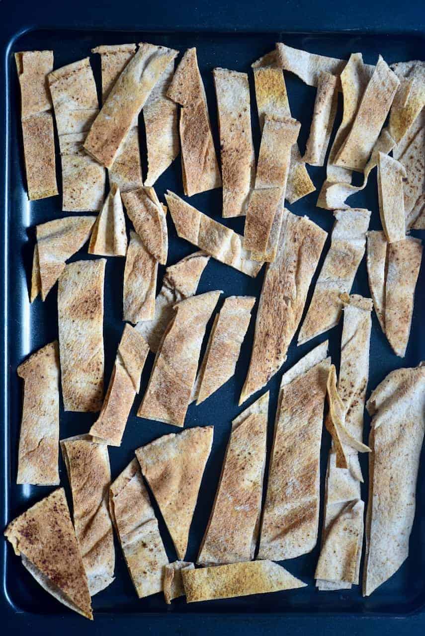 Toasted flatbread pieces