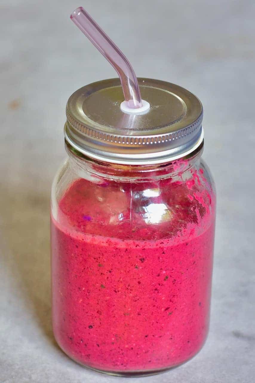 Mixed berries smoothie in a jar