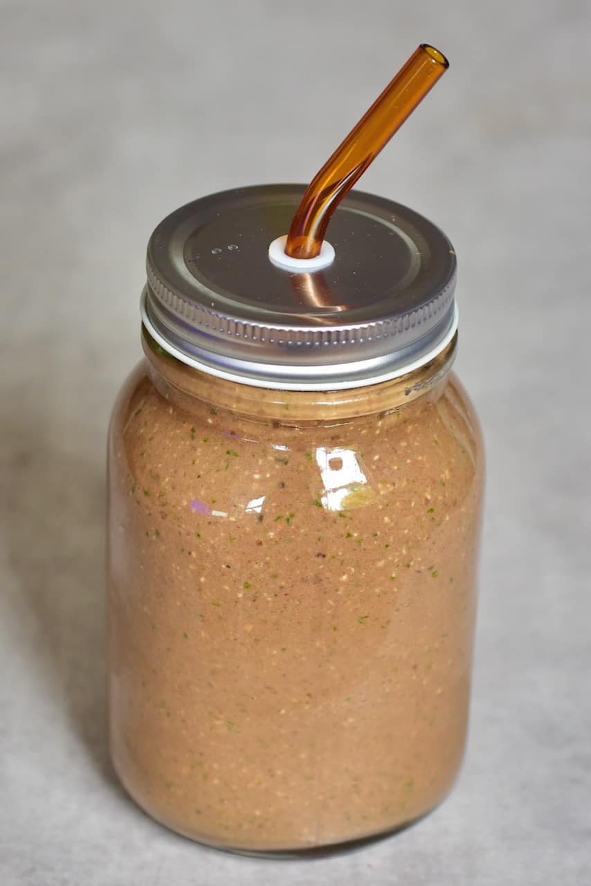 Chocolate smoothie in a jar