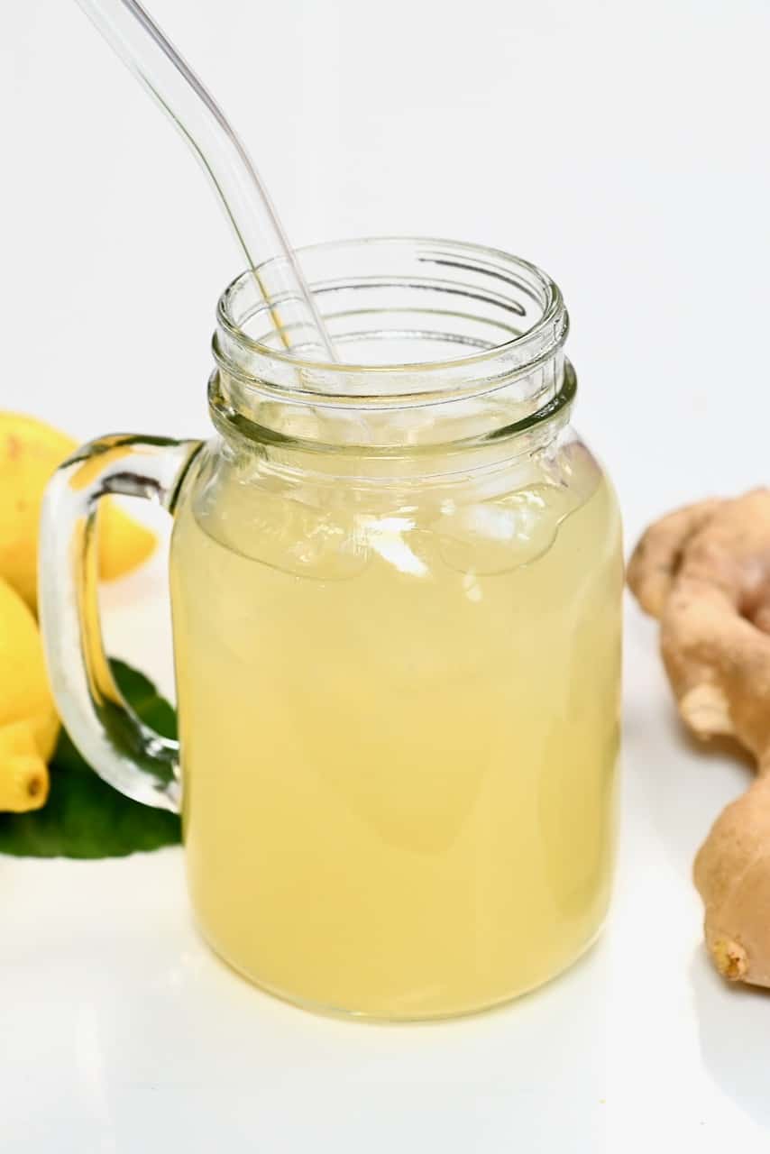 Ginger Lemonade with a glass straw