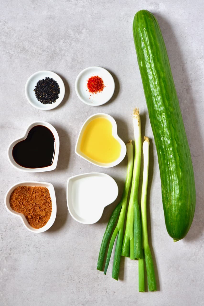 Ingredients for cucumber asian salad
