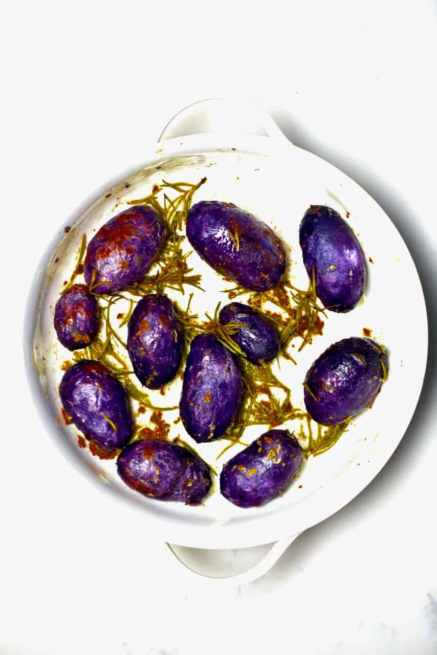 Roasted purple potatoes