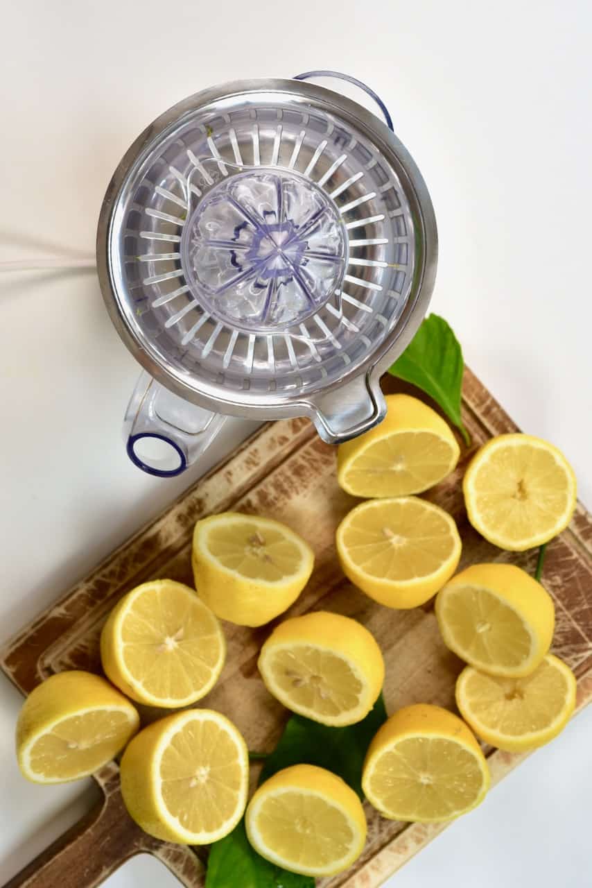 chopped lemon and lemon juicer