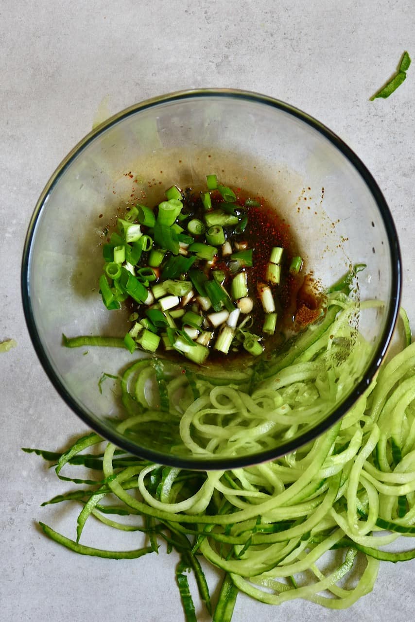 dressing for asian cucumber salad in a bowl