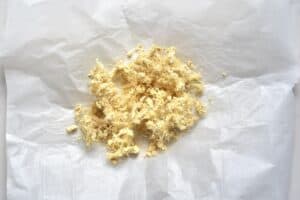 dried out ginger pulp on paper sheet