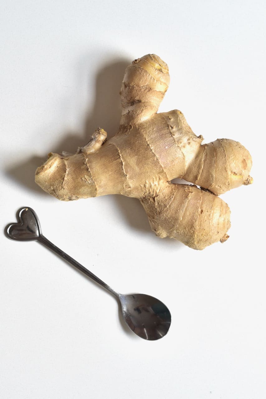 ginger root and spoon