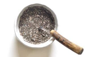 spoon in a bowl of chia seeds and water