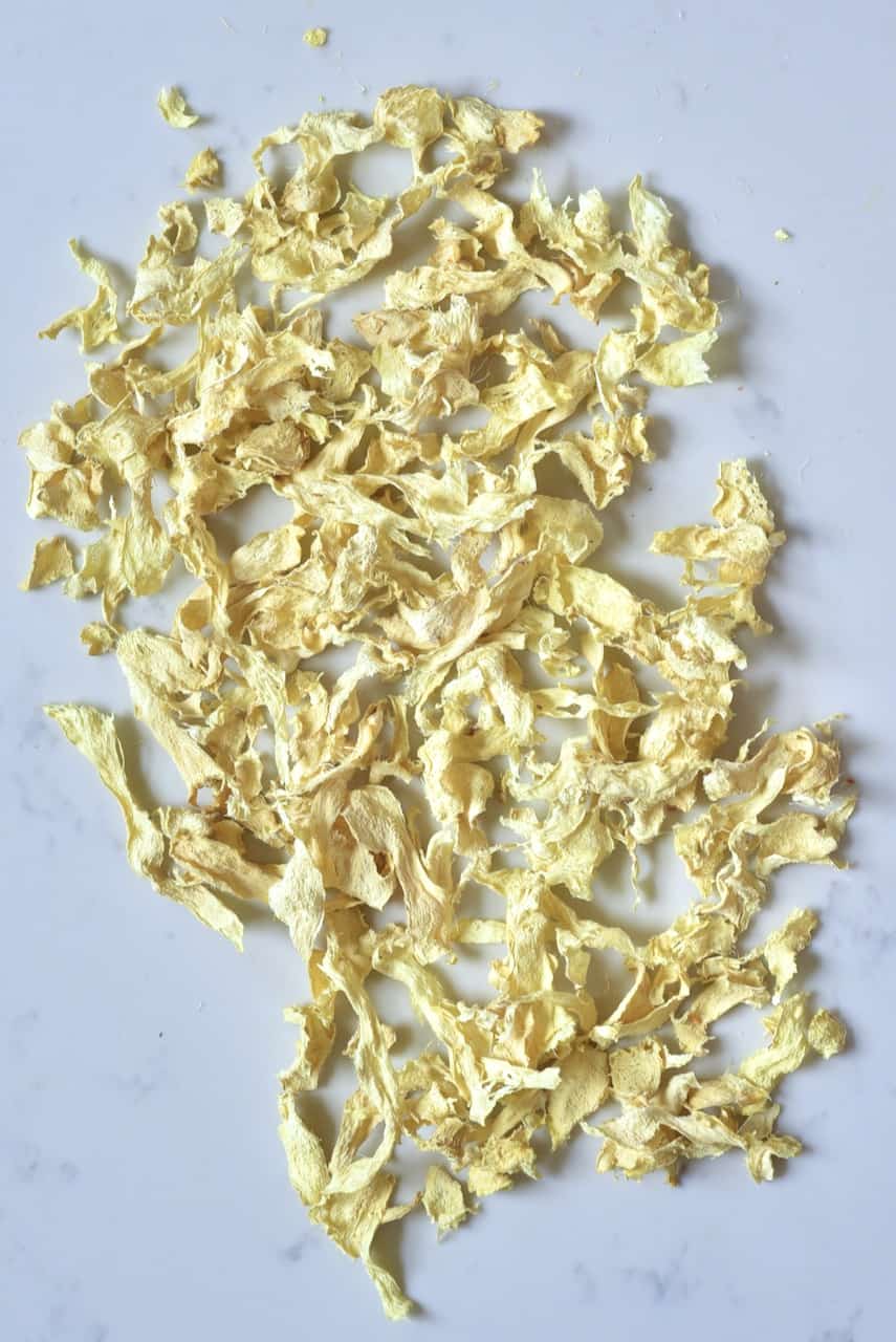 spread of thin dried ginger chips