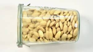 storing Blanched Almonds in a glass jar