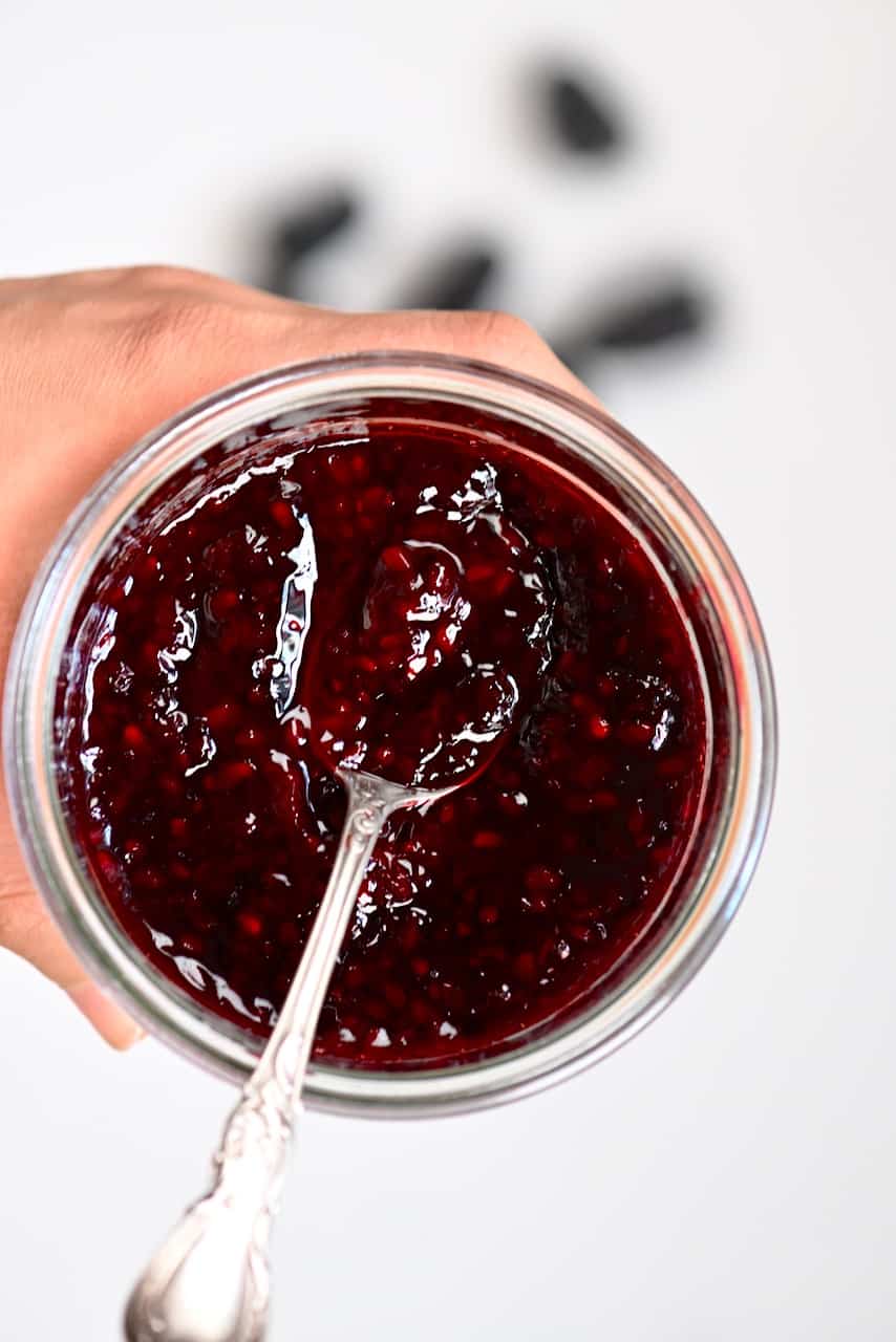 Blackberry Jam with a spoon
