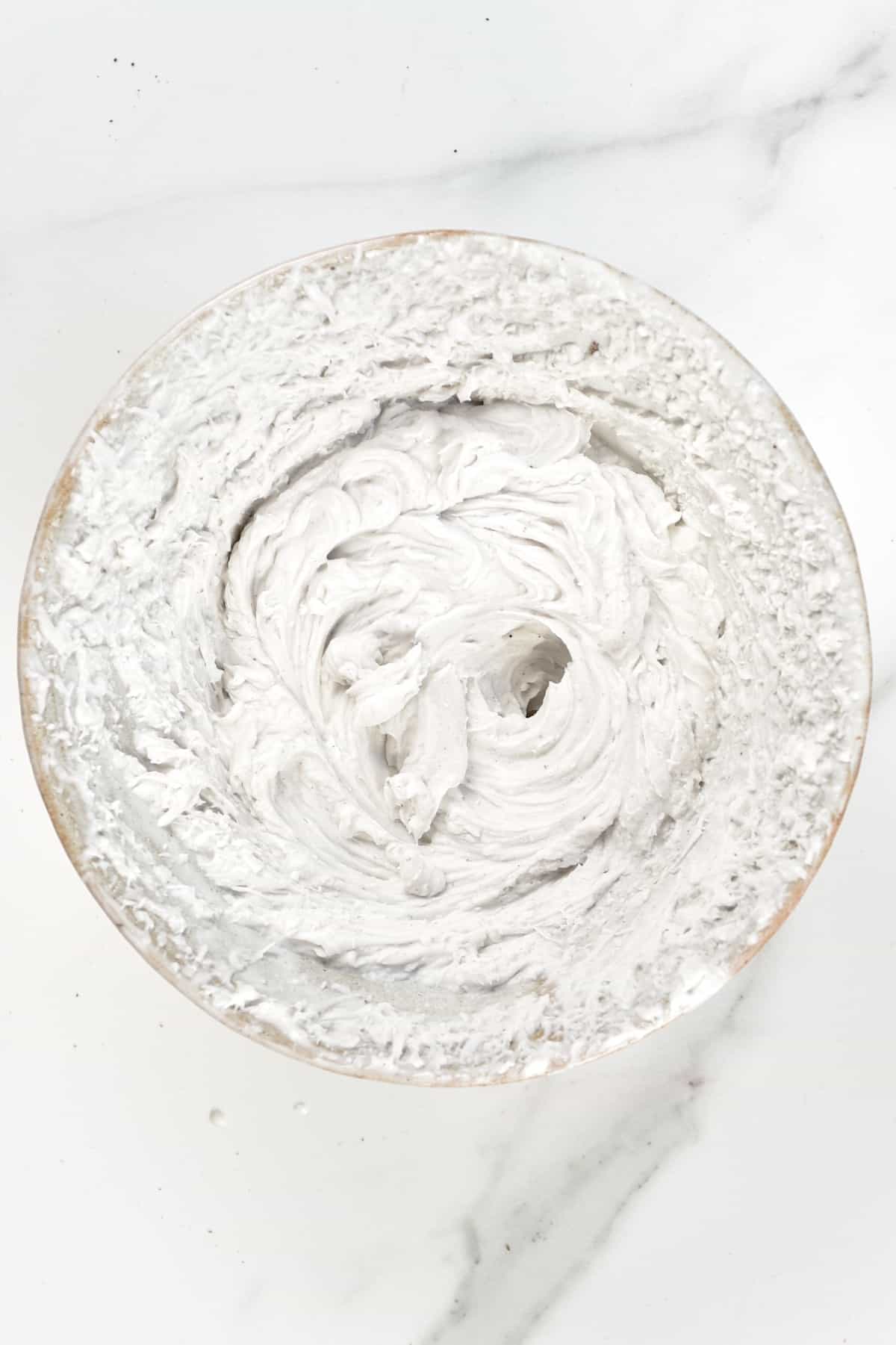 Whipped coconut cream in a bowl