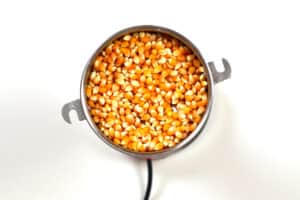 Dried corn in a grinder horizontal