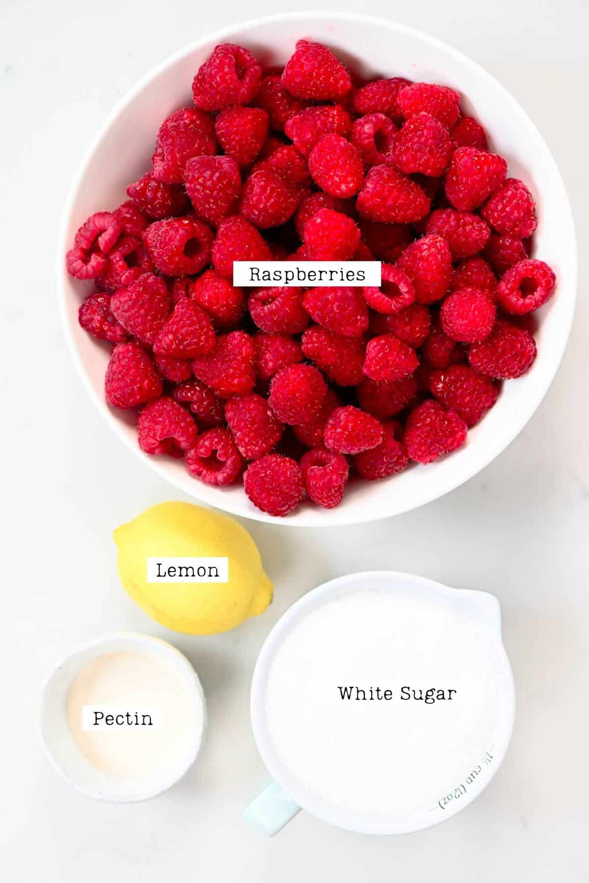 Ingredients for making Raspberry Jam